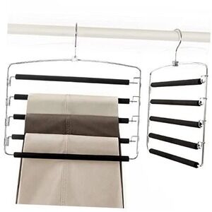 2 PACK Pants Hangers Space Saving, Swing Arm Pants Organizer for Closet